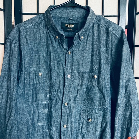 10 Deep denim long sleeve button down sz XL - Picture 4 of 7
